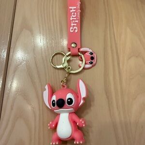 Pink Stitch Keychain Charm - Cute Cartoon Character